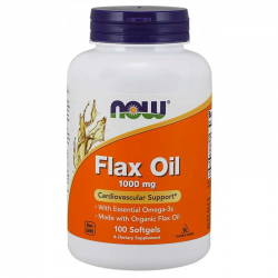 ЛЕНЕНО МАСЛО ОРГАНИК 1000мг меки капсули 100 бр. НАУ ФУУДС | FLAX SEED OIL ORGANIC 1000mg softgels 100s NOW FOODS