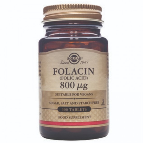 ФОЛИЕВА КИСЕЛИНА (ФОЛАЦИН) 800мкг таблетки 100бр. СОЛГАР | FOLIC ACID (Folacin) 800mcg tabs 100s SOLGAR