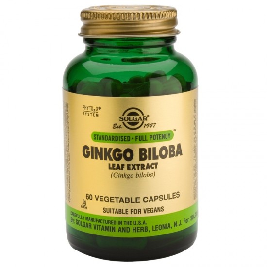 ГИНКО БИЛОБА ЕКСТРАКТ ОТ ЛИСТА растителни капсули 60бр.СОЛГАР | GINKGO BILOBA LEAF EXTRACT veg caps 60s SOLGAR