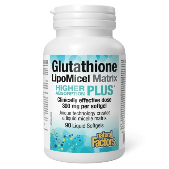 ГЛУТАТИОН ЛИПОМИЦЕЛ 300мг капсули 90бр НАТУРАЛ ФАКТОРС | GLUTATHIONE LipoMicel Matrix 300mg liquid softgels 90s NATURAL FACTORS