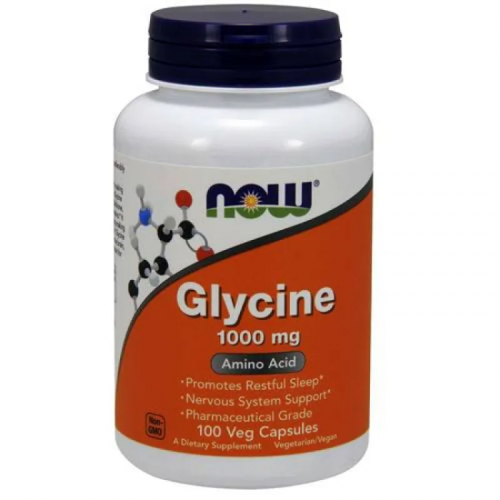 ГЛИЦИН 1000мг капсули 100 бр. НАУ ФУУДС | GLYCINE 1000mg caps 100s NOW FOODS
