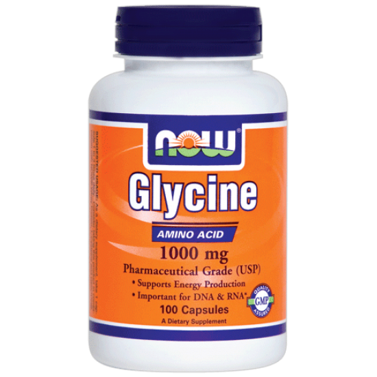 ГЛИЦИН 1000мг капсули 100 бр. НАУ ФУУДС | GLYCINE 1000mg caps 100s NOW FOODS