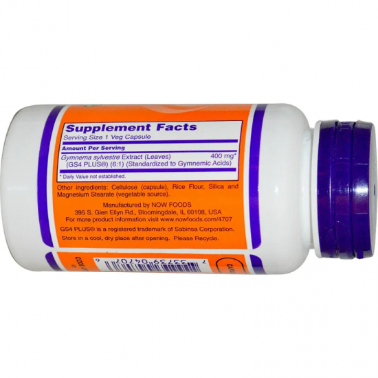 ГИМНЕМА СИЛВЕСТРЕ 400мг капсули 90 бр. НАУ ФУУДС | GYMNEMA SYLVESTRE 400mg caps 90s NOW FOODS