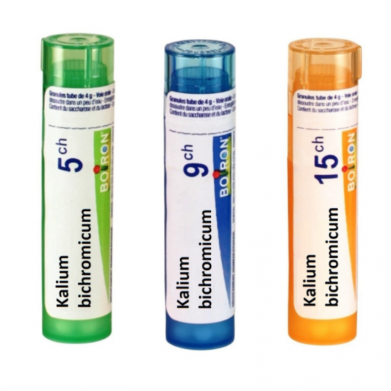 КАЛИУМ БИХРОМИКУМ 5CH, 9CH, 15CH гранули 4гр. БОАРОН | KALIUM BICHROMICUM 5CH, 9CH, 15CH pillules 4g BOIRON