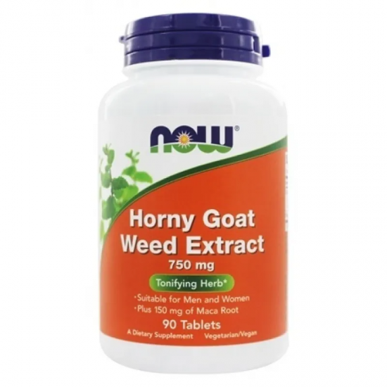 ЕПИМЕДИУМ 750мг таблетки 90 бр. НАУ ФУУДС | HORNY GOAT WEED EXTRACT 750mg tabs 90s NOW FOODS