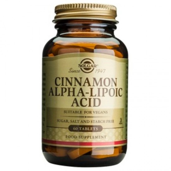 КАНЕЛА И АЛФА-ЛИПОЕВА КИСЕЛИНА 60 таблетки СОЛГАР | CINNAMON-ALPHA LIPOIC ACID 60 tabs SOLGAR