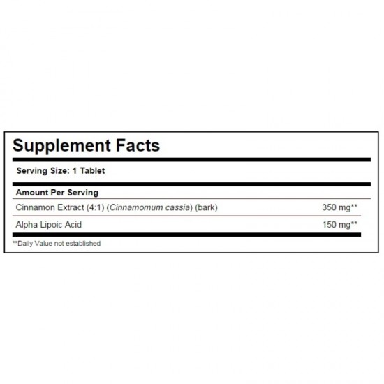 КАНЕЛА И АЛФА-ЛИПОЕВА КИСЕЛИНА 60 таблетки СОЛГАР | CINNAMON-ALPHA LIPOIC ACID 60 tabs SOLGAR