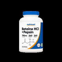 Бетаин хидрохлорид + Пепсин x 240 капсули НУТРИКОСТ | Betaine HCL + Pepsin x 240 caps NUTRICOST