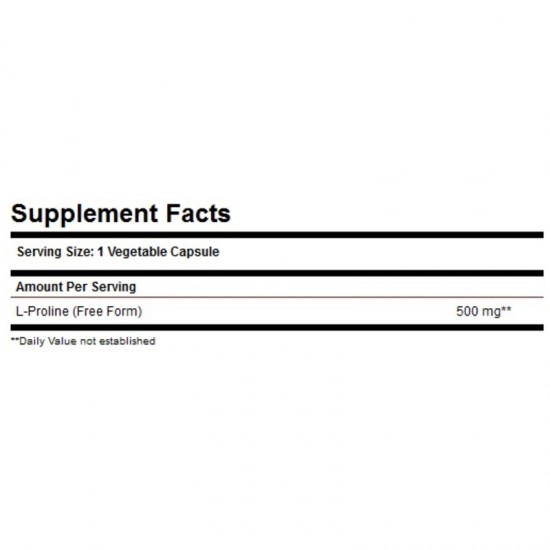 Л-ПРОЛИН 500мг раст. капсули 100бр. СОЛГАР | L-PROLINE 500mg veg.caps 100s SOLGAR