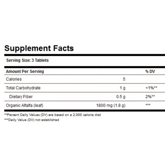 ЛЮЦЕРНА 600мг таблетки 100бр. СОЛГАР | ALFALFA 600mg tabs 100s SOLGAR