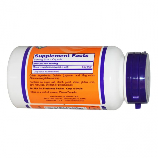 МАКА 500мг капсули 100 бр. НАУ ФУУДС | MACA 500mg caps 100s NOW FOODS