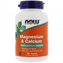 МАГНЕЗИЙ КАЛЦИЙ 2:1 800мг/400мг 100 таблетки НАУ ФУУДС | Magnesium and Calcium 2:1 100 tablets NOW FOODS