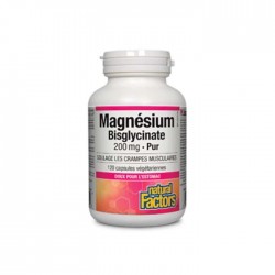 МАГНЕЗИЙ БИСГЛИЦИНАТ 200мг 120 капсули НАТУРАЛ ФАКТОРС | MAGNESIUM BISGLYCINATE 200mg 120s veggie caps NATURAL FACTORS