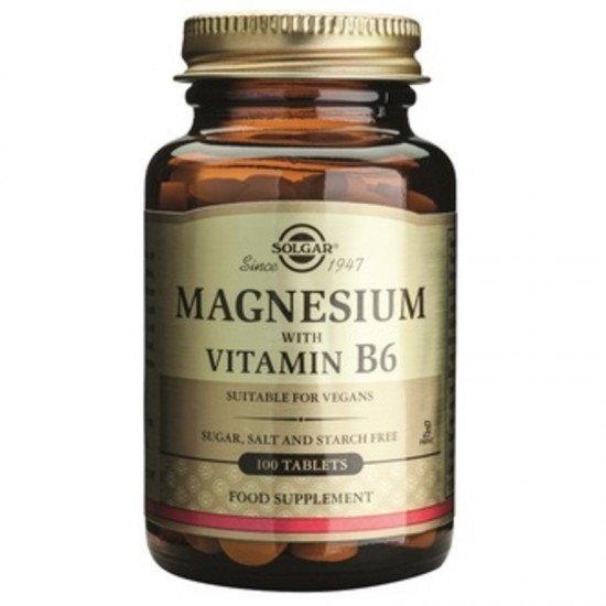МАГНЕЗИЙ + ВИТАМИН B6 таблетки 100бр. СОЛГАР | MAGNESIUM + B-6 tab. 100s SOLGAR