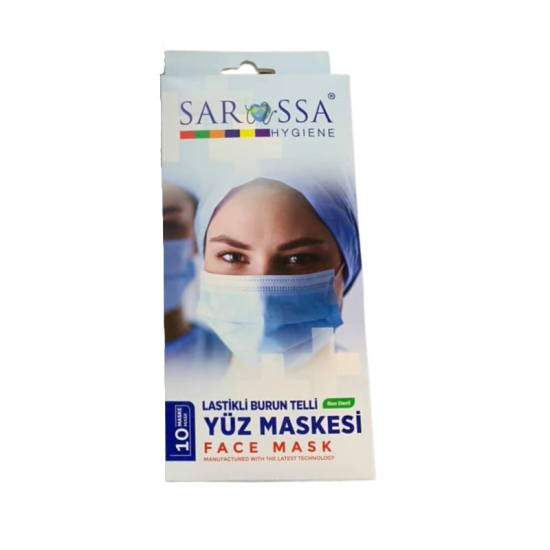 МАСКА ЗА ЛИЦЕ Трипластова за еднократна употреба, кутия x 10 бр САРОСА | PROTECTIVE FACE MASK Box of 10s SAROSSA