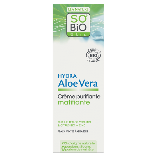 СО'БИО HYDRA ALOE VERA Матиращ дневен крем 50мл | SO'BIO HYDRA ALOE VERA Mattifying day cream 50ml