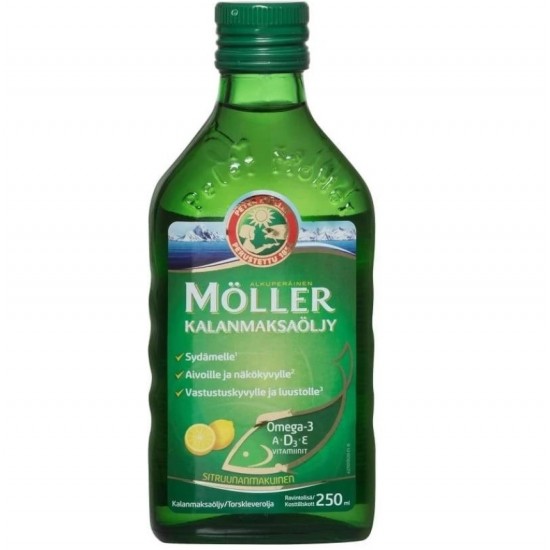МАСЛО ОТ ЧЕРЕН ДРОБ НА ТРЕСКА сироп с вкус на Лимон х 250мл МЬОЛЕРС | COD LIVER OIL syrup with Lemon taste x 250ml MOLLERS