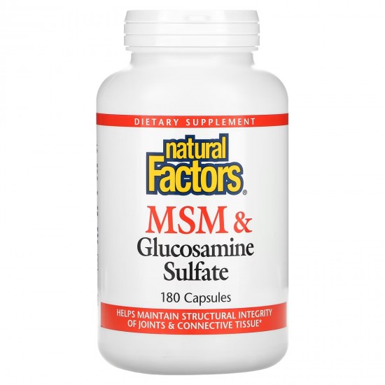 МСМ + Глюкозамин сулфат 875мг 180 капсули НАТУРАЛ ФАКТОРС | MSM Joints Formula 875mg 90 caps NATURAL FACTORS