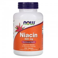 ВИТАМИН Б-3 (НИАЦИН) 500 мг 250 табл. НАУ ФУУДС | VITAMIN B-3 (NIACIN) 500 mg 250 tabs NOW FOODS