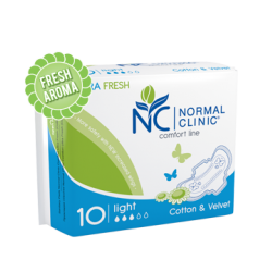 НОРМАЛ КЛИНИК КОМФОРТ УЛТРА ФРЕШ КОТЪН Дамски превръзки Лайт 10бр. | NORMAL CLINIC COMFORT ULTRA FRESH COTTON Ladies pads Light 10s