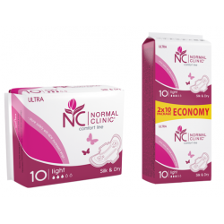 НОРМАЛ КЛИНИК КОМФОРТ УЛТРА СИЛК Дамски превръзки Лайт 10бр., 20бр. | NORMAL CLINIC COMFORT ULTRA SILK Ladies pads Light 10s, 20s
