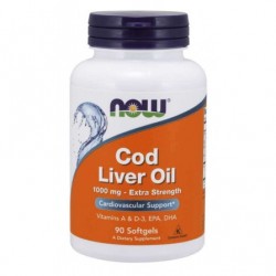МАСЛО ОТ ЧЕРЕН ДРОБ НА ТРЕСКА 1000мг капсули 90бр НАУ ФУУДС | COD LIVER OIL 1000mg softgels NOW FOODS
