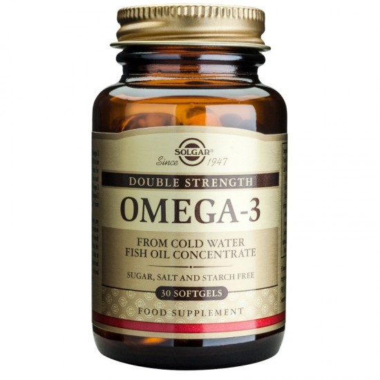 ОМЕГА-3 ДВОЙНА СИЛА меки капсули x 30бр СОЛГАР | OMEGA-3 DOUBLE STRENGTH softgels x 30s SOLGAR