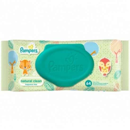 Мокри кърпи 64бр НАТУРАЛ КЛИЙН ПАМПЕРС | Wet Wipes 64s NATURAL CLEAN PAMPERS