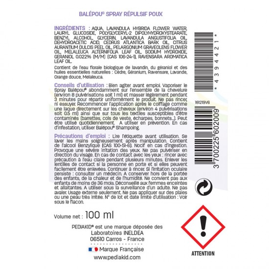 ПЕДИАКИД Спрей лосион против въшки и гниди 100мл | PEDIAKID BALEPOU Anti-lice spray lotion 100ml
