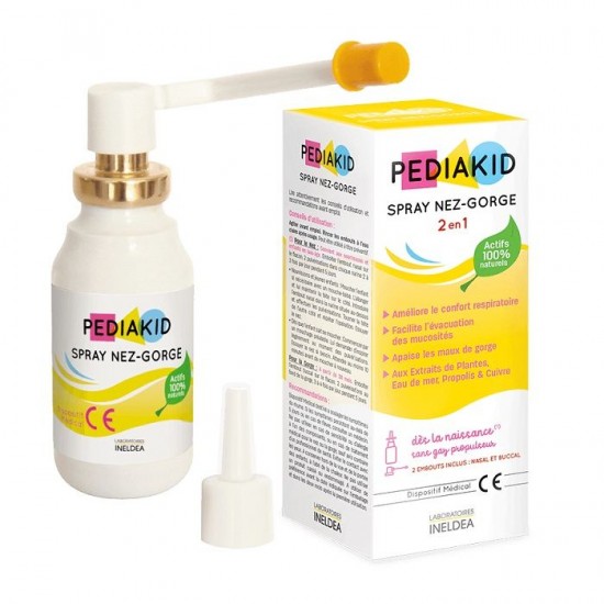 ПЕДИАКИД Спрей за нос и гърло с етерични масла и билки 20мл | PEDIAKID Spray 2 in 1 for nose and throat 20ml