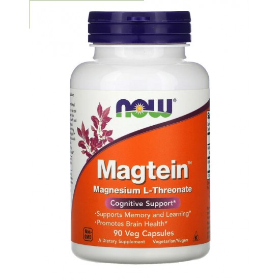 МАГТЕИН (Магнезиев треонат) капсули 90бр НАУ ФУУДС | MAGTEIN (Magnesium Threonate) veggie caps 90s NOW FOODS