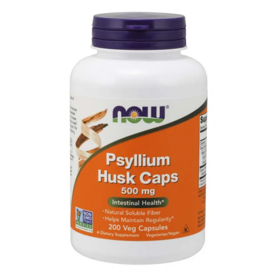 ПСИЛИУМ ХУСК 500мг капсули 200 бр. НАУ ФУУДС | PSYLLIUM HUSK 500mg caps 200s NOW FOODS