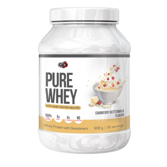 ПЮР УЕЙ СУРОВАТЪЧЕН ПРОТЕИН - БОРОВИНКА прах 908гр ПЮР НУТРИШЪН | PURE WHEY - CRANBERRY BUTTERMILK pwd 908g PURE NUTRITION 