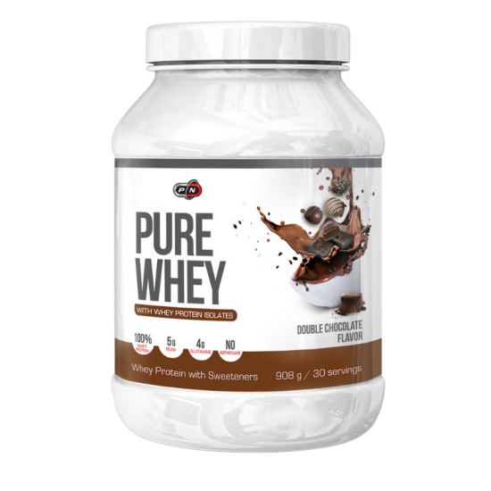ПЮР УЕЙ СУРОВАТЪЧЕН ПРОТЕИН - ДВОЕН ШОКОЛАД прах 908гр ПЮР НУТРИШЪН | PURE WHEY - DOUBLE CHOCOLATE pwd 908g PURE NUTRITION 