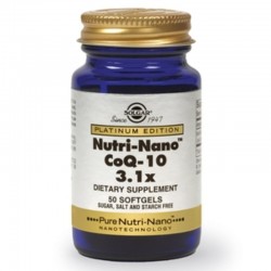 НУТРИ-НАНО Коензим Q-10 (Убиквинол) 3.1х меки капсули 50бр СОЛГАР | NUTRI-NANO CoQ-10 3.1x softgels 50s SOLGAR