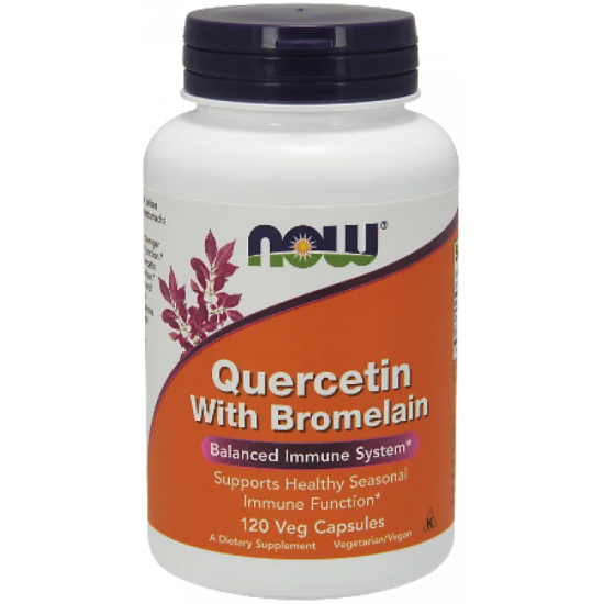 КВЕРЦЕТИН С БРОМЕЛАИН капсули 120 бр. НАУ ФУУДС | QUERCETIN WITH BROMELAIN caps 120s NOW FOODS