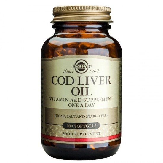 РИБЕНО МАСЛО ОТ ЧЕРЕН ДРОБ НА ТРЕСКА меки капсули 100бр. СОЛГАР | COD LIVER OIL softgels 100s SOLGAR