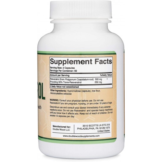 Ресвератрол 500мг капсули x 120 бр Дабъл Ууд | Resveratrol caps x 120 s Double Wood