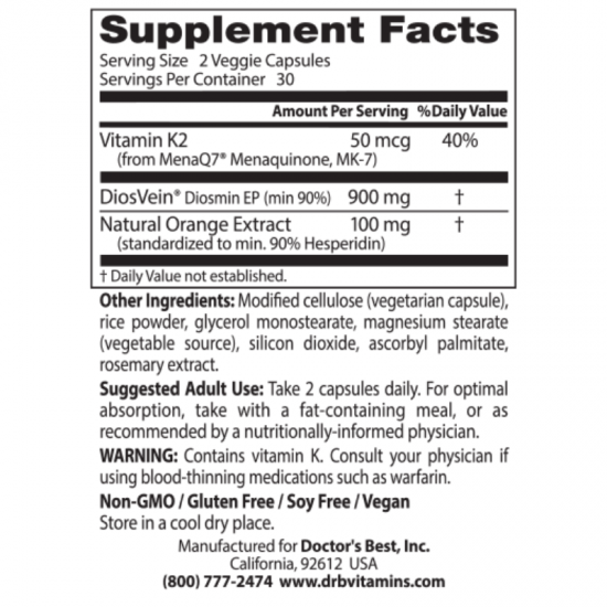 ВЕЙН СЪПОРТ 60 вег. капс. ДОКТОРС БЕСТ | VEIN SUPPORT 60 veg. caps DOCTOR'S BEST