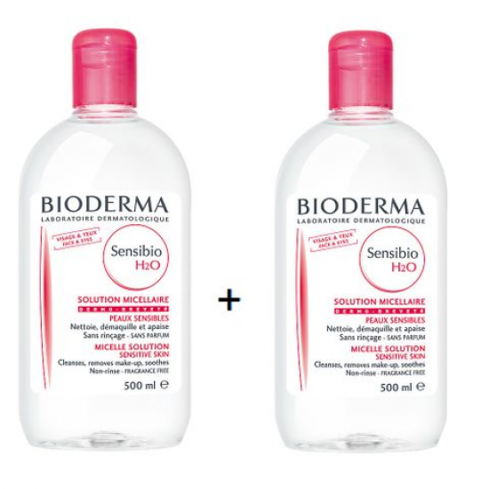 БИОДЕРМА СЕНСИБИО H2О Мицеларен разтвор (вода) 500мл + 500мл ПРОМО КОМПЛЕКТ | BIODERMA SENSIBIO Micellar solution H2O 500ml + 500ml PROMO PACK
