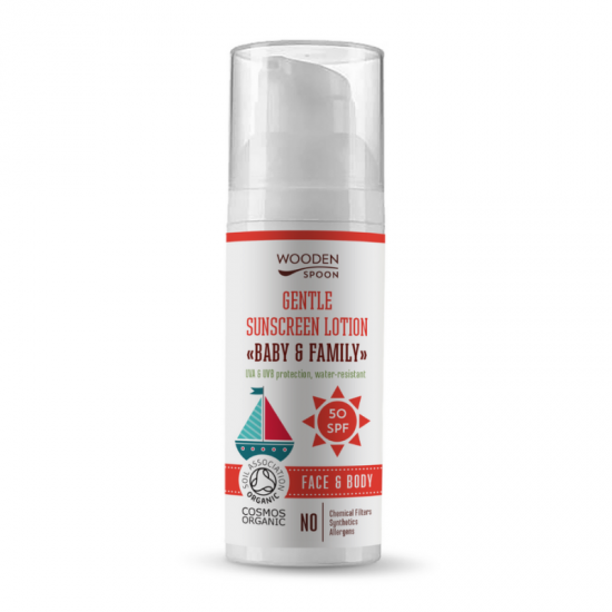 Слънцезащитен лосион SPF50 50мл УДЪН СПУУН | Sunscreen lotion Baby & Family SPF50 50ml WOODEN SPOON