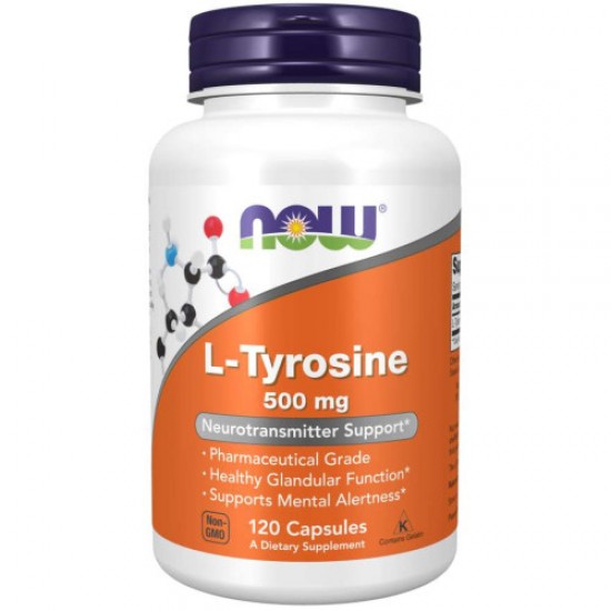 Л-ТИРОЗИН 500мг капсули 120 бр. НАУ ФУУДС | L-TYROSINE 500mg caps 120s NOW FOODS
