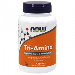 ТРИ-АМИНО АРГИНИН/ОРНИТИН/ЛИЗИН 775мг капсули 60 бр. НАУ ФУУДС | TRI-AMINO ARGININE/ORNITINE/LYSINE 775mg caps 60s NOW FOODS