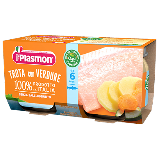 ПЛАЗМОН Пюре Пъстърва и зеленчуци 6+ 2x80гр | PLASMON Trota con verdure 6+ 2x80g