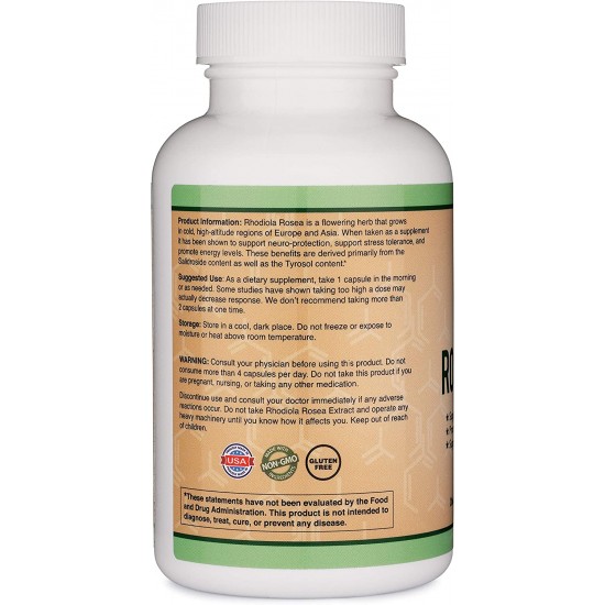 Златен корен (родиола) екстракт капсули x 120 бр Дабъл Ууд | Rhodiola Rosea Extract caps x 120 s Double Wood