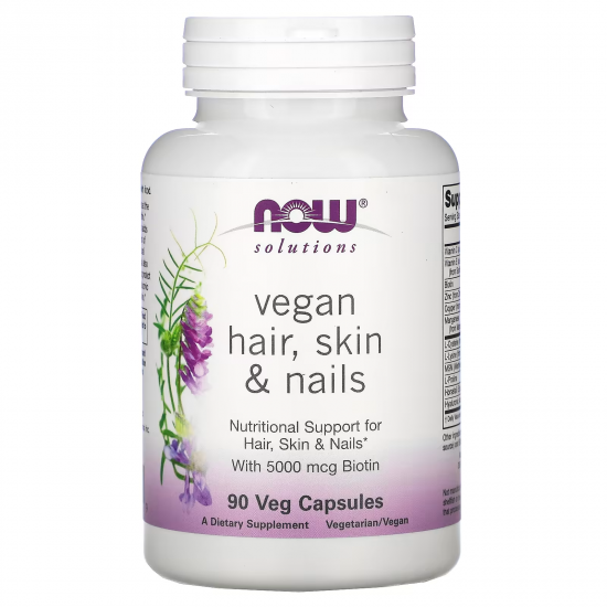 ВЕГАН ФОРМУЛА ЗА КОСА, КОЖА И НОКТИ капсули 90бр НАУ ФУУДС | HAIR, SKIN AND NAILS FORMULA CLINICAL veggie caps 90s NOW FOODS