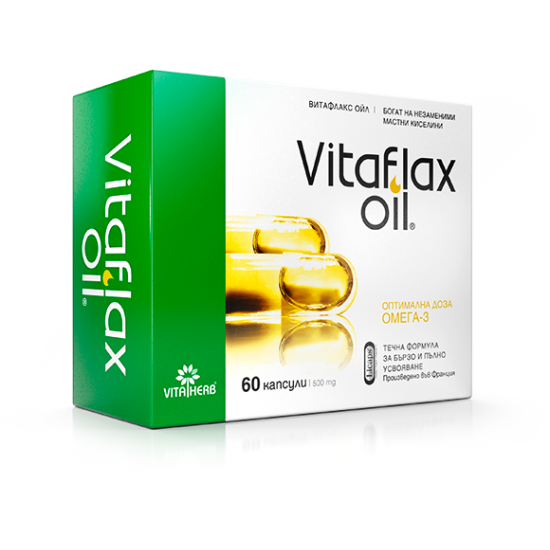 ВИТАФЛАКС ОЙЛ 500мг капсули 60 бр. ВИТАХЕРБ | VITAFLAX OIL 500mg caps 60s VITAHERB