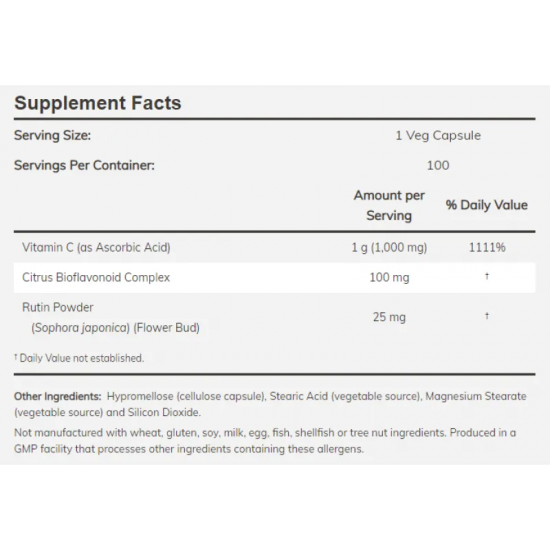 ВИТАМИН С-1000 100 капсули НАУ ФУУДС | VITAMIN C-1000 100 veggie capsules NOW FOODS