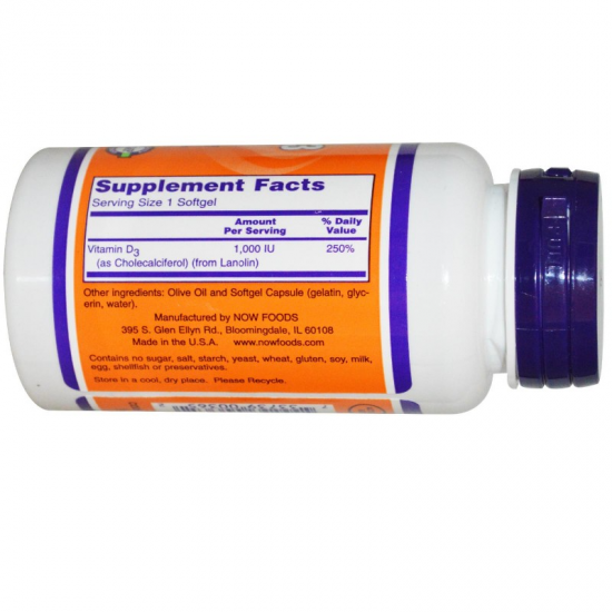 ВИТАМИН Д3 - 1000 IU 180 капсули НАУ ФУУДС | VITAMIN D-3 1000 IU 180 softgels NOW FOODS