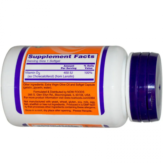 ВИТАМИН Д - 400 UI 180 капсули НАУ ФУУДС | VITAMIN D - 400 UI 180 softgels NOW FOODS